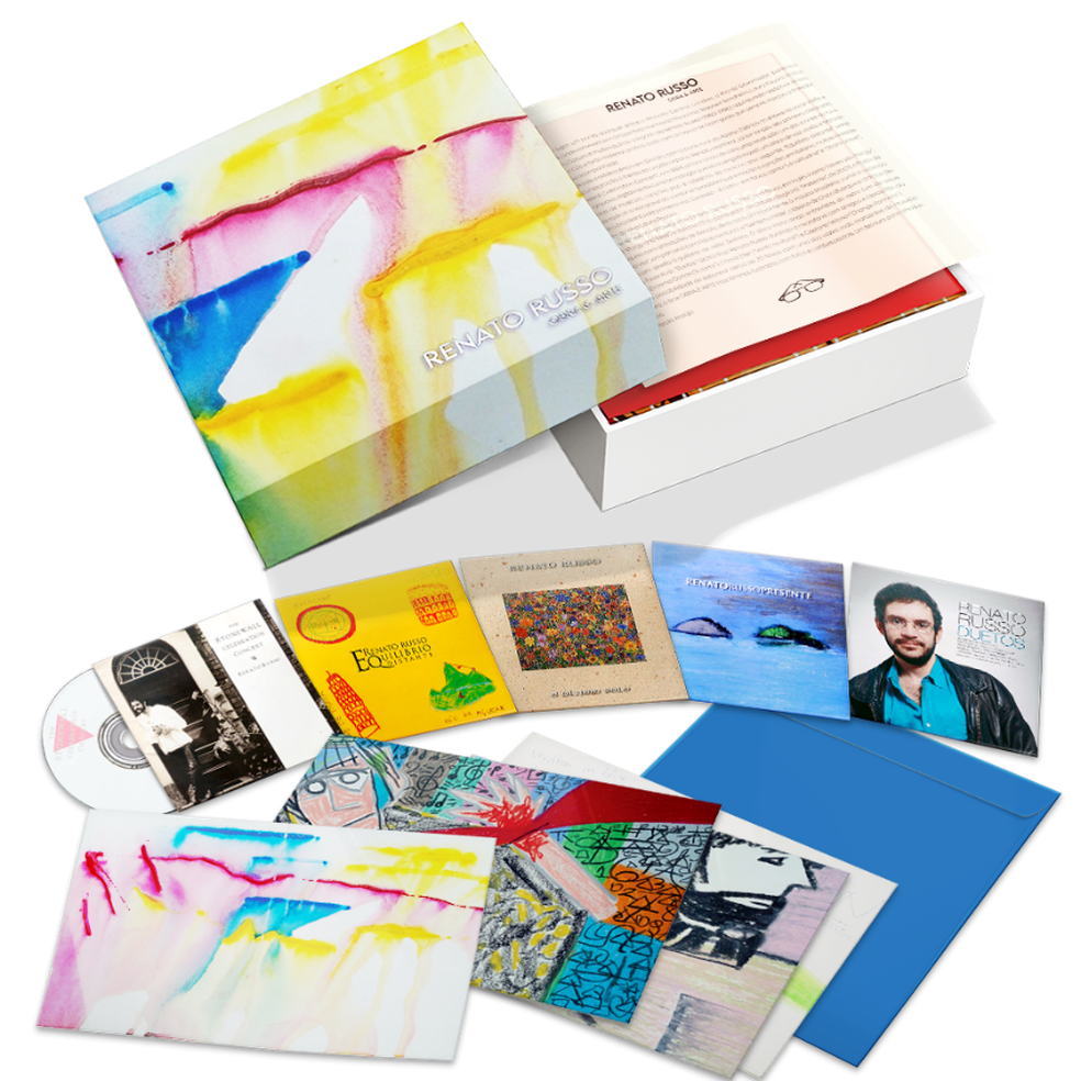 Imagem promocional da caixa 'Obra & arte', com discos de Renato Russo — Foto: Divulgação