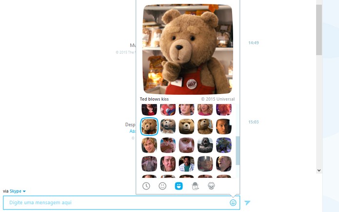 O ursinho Ted em sua versão romântica no moji para Skype (Foto: Reprodução/Barbara Mannara)