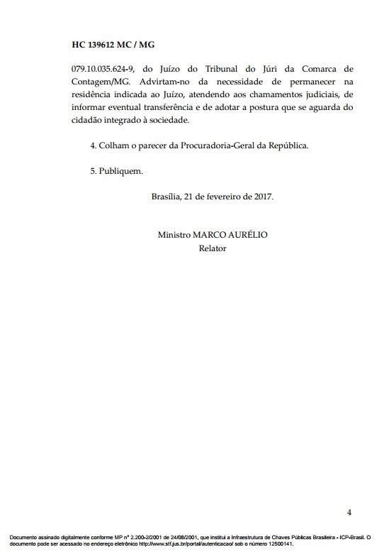 Documento Habeas Corpus goleiro Bruno 4 (Foto: Reprodução)