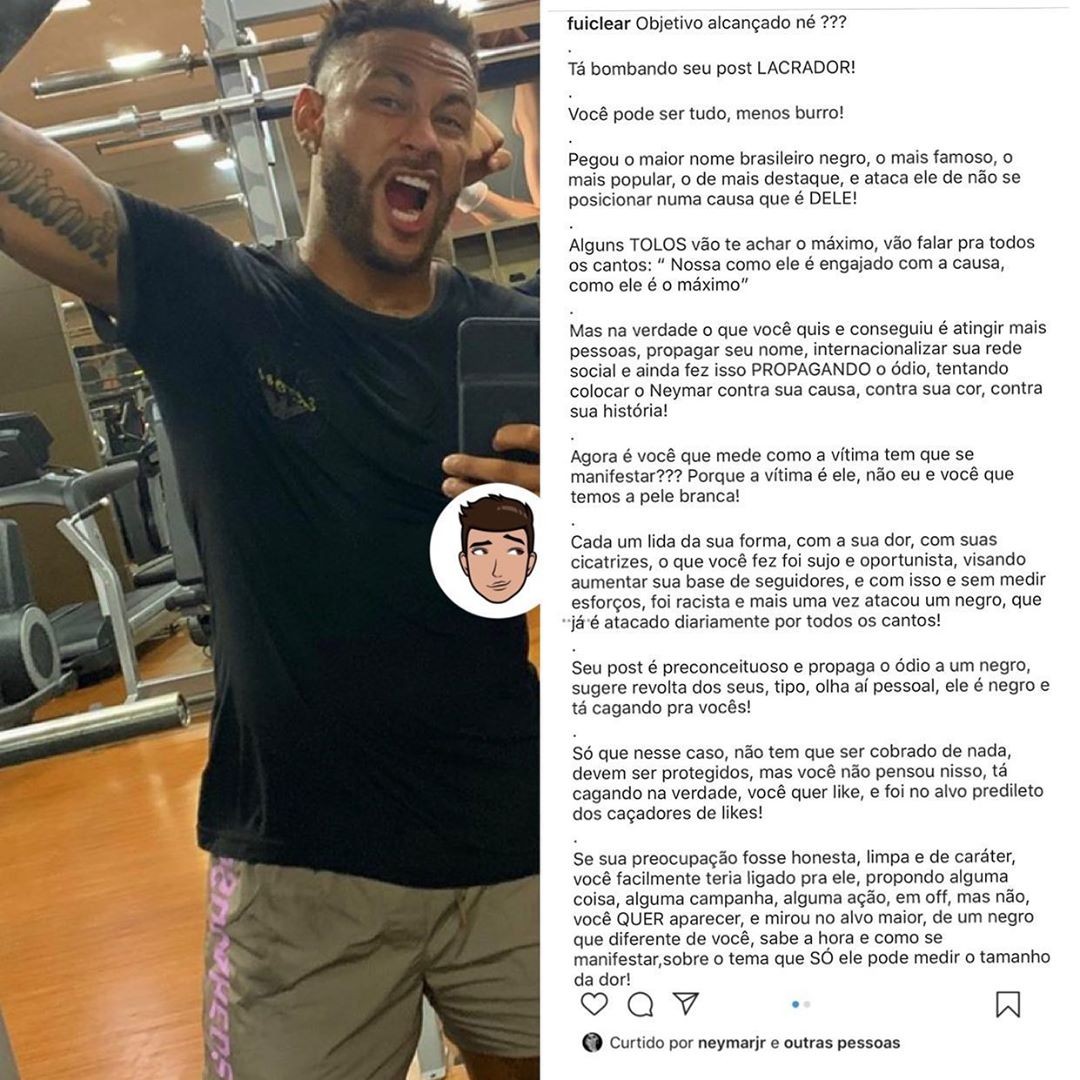 Neymar curte texto que critica Felipe Neto (Foto: Reprodução / Instagram)
