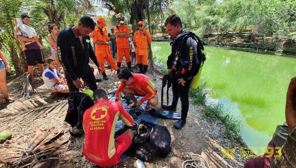 Criança foi mergulhar em barragem, em Arapiraca, e desapareceu na quarta (10) — Foto: CBM-AL