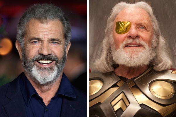 O ator Mel Gibson e o Odin de Anthony Hokins (Foto: Getty Images/Reprodução)