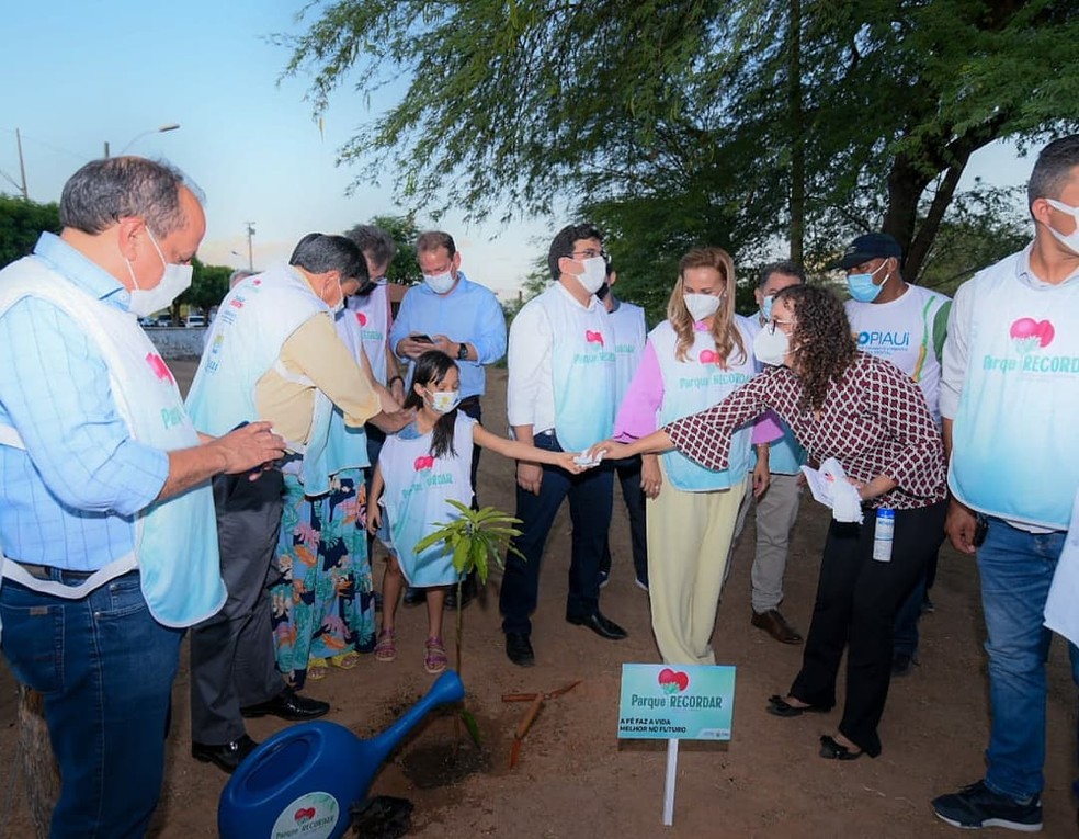 Árvores plantadas em homenagem às vítimas da Covid-19 no Piauí — Foto: Divulgação/Prefeitura de São Raimundo Nonato