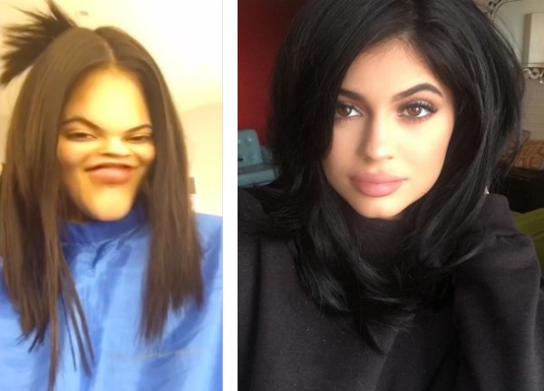 Kylie Jenner e seu rosto distorcido com um aplicativo (Foto: Instagram)