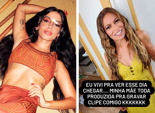 Anitta celebra participação da mãe em gravação de clipe: 