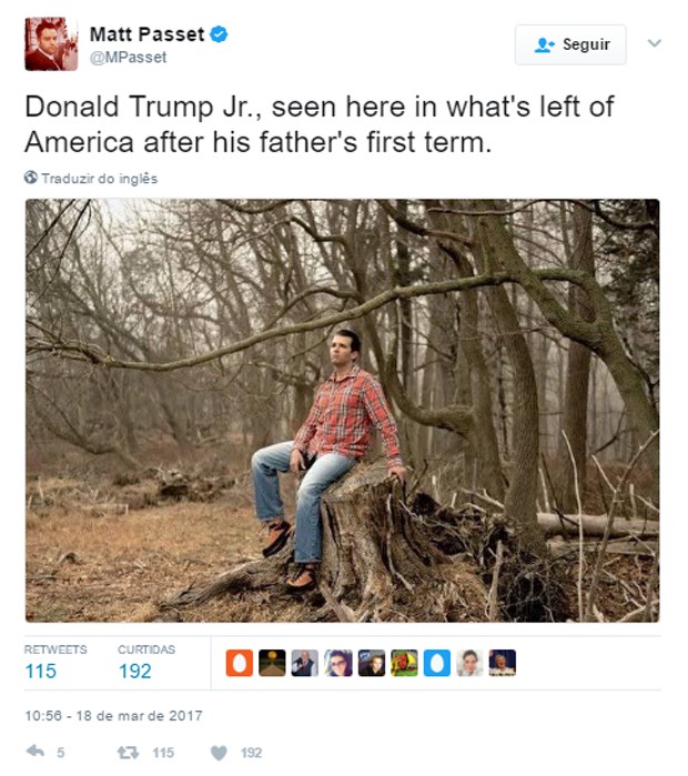Donald Trump Jr. vira alvo de piadas após foto ao ar livre (Foto: Reprodução)
