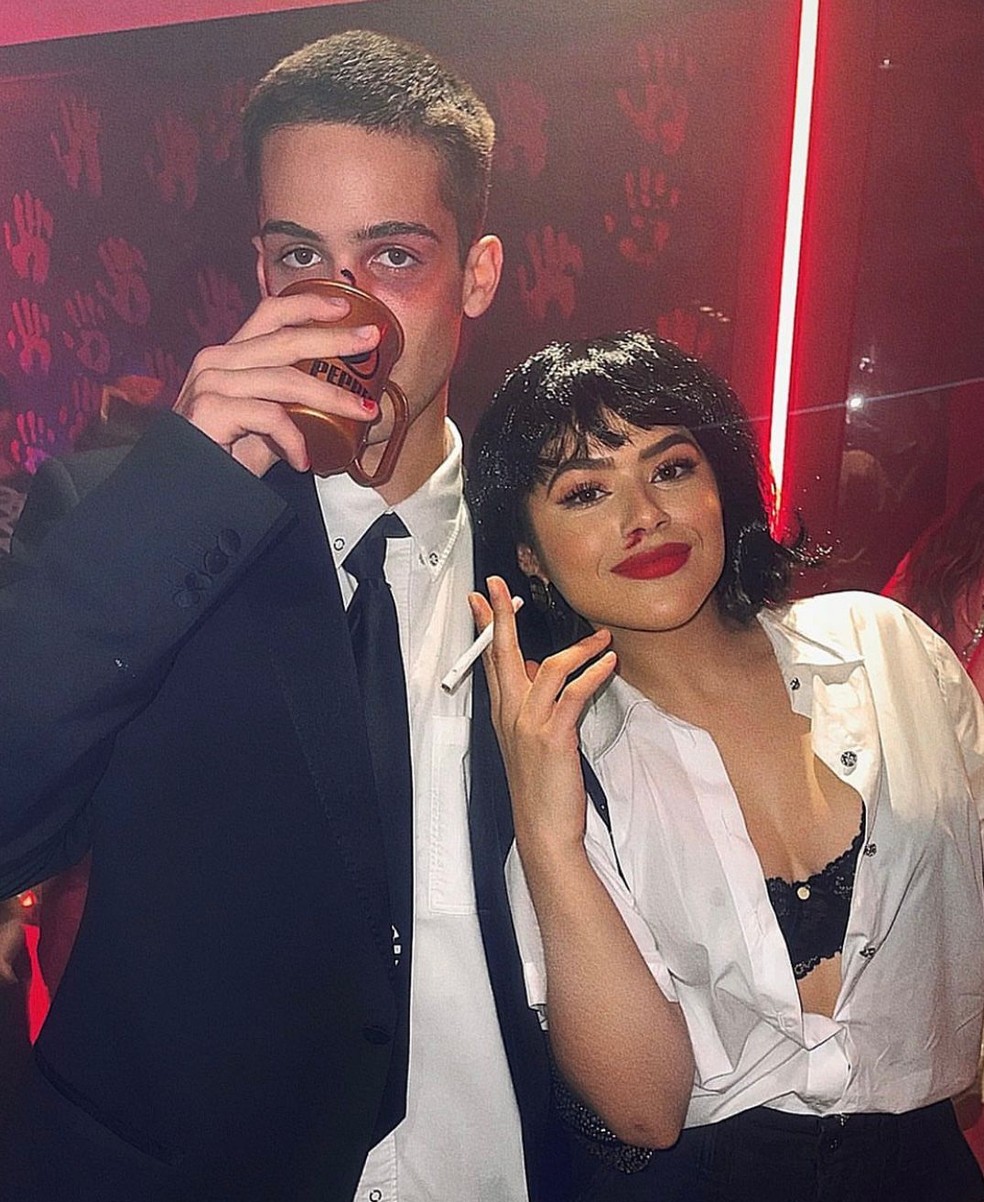 João Guilherme e Maísa de Vincent Vega e Mia Wallace, do filme 'Pulp Fiction' — Foto: Reprodução/Instagram
