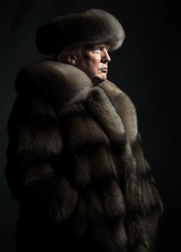 Donald Trump veste casaco sintético. Imagem foi gerada em ferramenta de IA — Foto: Reprodução