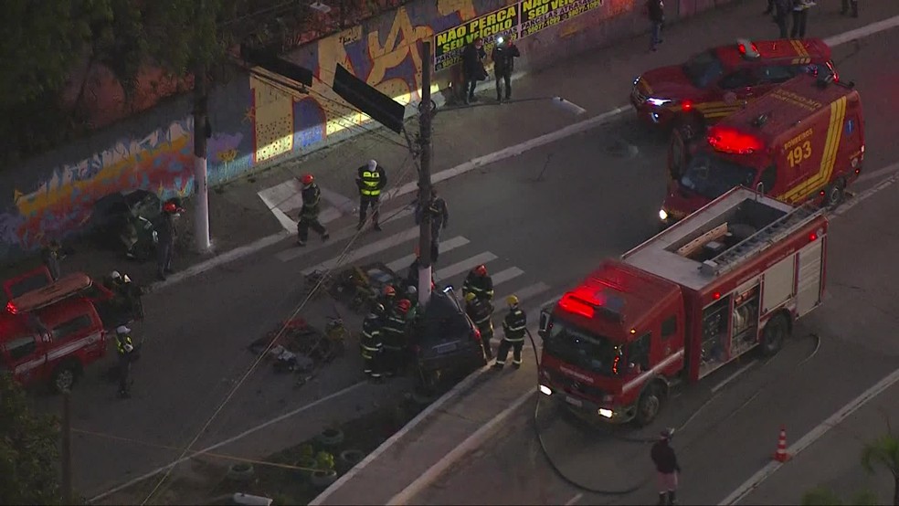 Acidente na Zona Sul de SP — Foto: Reprodução/TV Globo