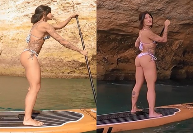 Aline Campos faz stand up paddle em Portugal (Foto: Reprodução/Instagram)