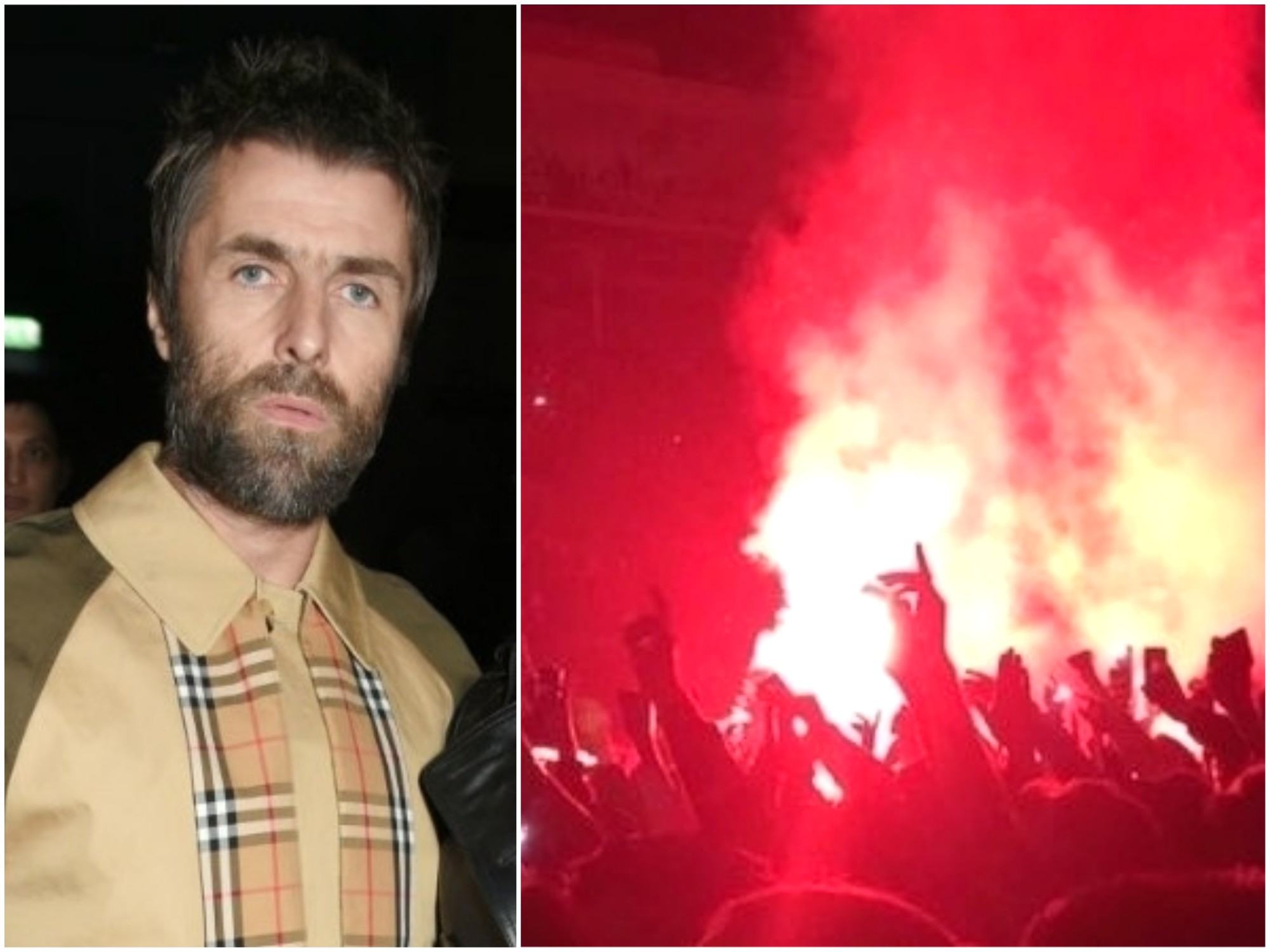 Liam Gallagher e Incidente em seu show no fim de semana (Foto: Getty Images / Twitter)