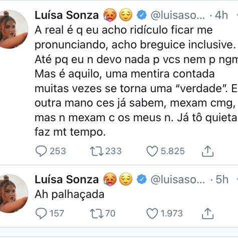 Luísa Sonza no Twitter (Foto: Reprodução)