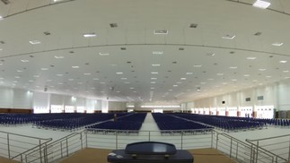 O templo da Igreja Mundial do Poder de Deus, em Santo Amaro, zona sul da cidade, teve sua penhora determinada pela Justiça de São Paulo — Foto: Reprodução vídeo/ C2J Construtora