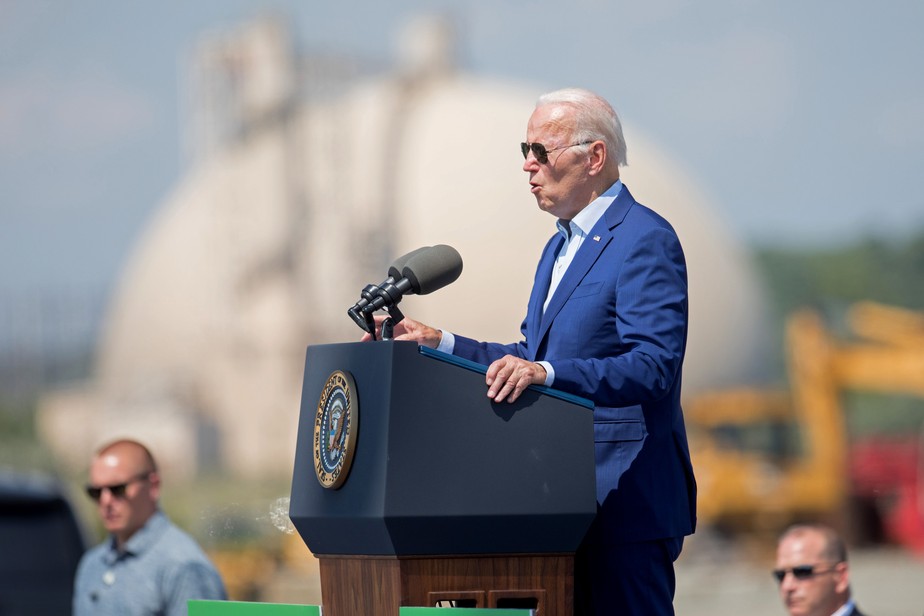Presidente dos EUA, Joe Biden, faz discurso em anúncio