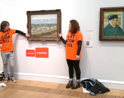 Ativistas se grudam a quadro de Van Gogh em alerta às mudanças climáticas