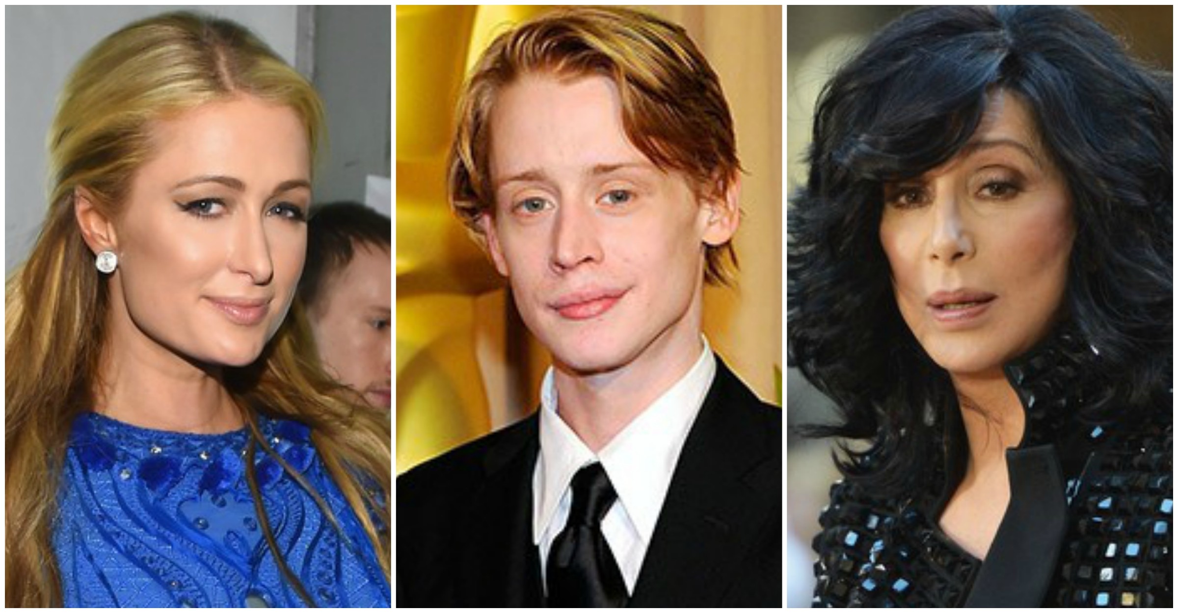 Paris Hilton, Macaulay Culkin e Cher. (Foto: Getty Images)