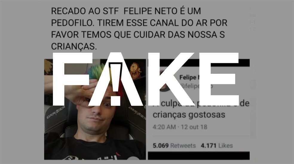 E Fake Tuite Atribuido A Felipe Neto Com Conteudo Pedofilo Fato Ou Fake G1