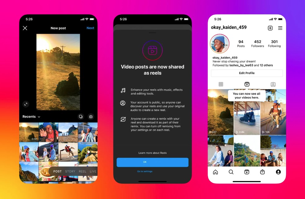 Atualização do Instagram que transforma vídeos com menus de 15 minutos em Reels gera reações negativas — Foto: Divulgação/Instagram