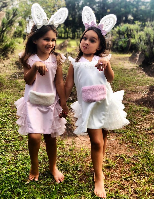 Maya e Kiara, filhas de Natália Guimarães e Leandro do KLB (Foto: Reprodução)