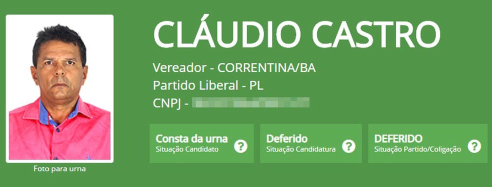 Candidato a vereador é perseguido por homens armados e morto a tiros na Bahia — Foto: Reprodução/Divulgacand-TSE