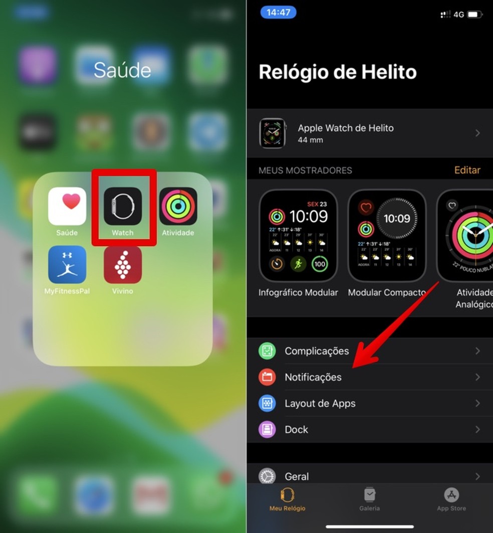 Acesse as configurações de notificações — Foto: Reprodução/Helito Beggiora