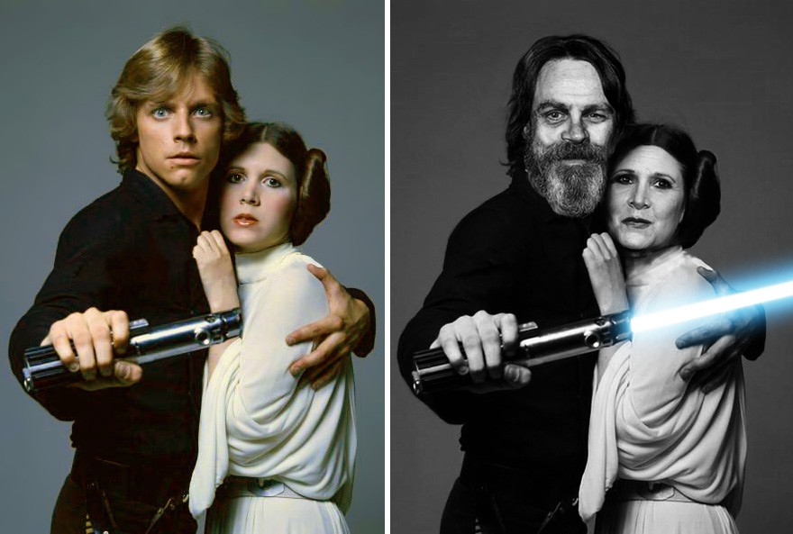 Mark Hamil (Luke Skywalker) e Carrie Fisher (Princesa Leia)  (Foto: Divulgação / Twitter / Messypandas)