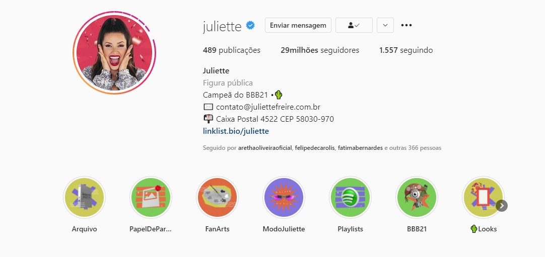 Juliette bate 29 milhões no Instagram (Foto: Reprodução Instagram)