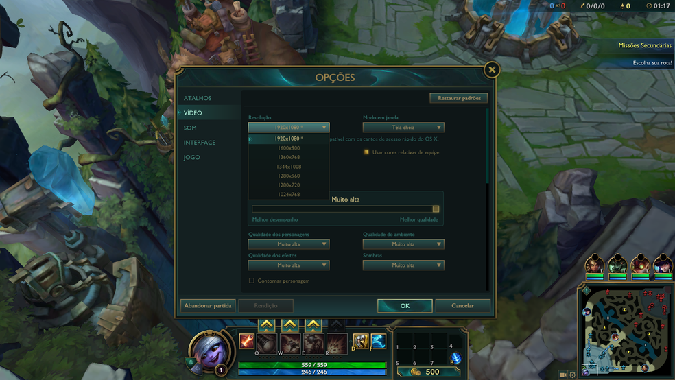 Altere a resolução do League of Legends (Foto: Reprodução/Murilo Molina)