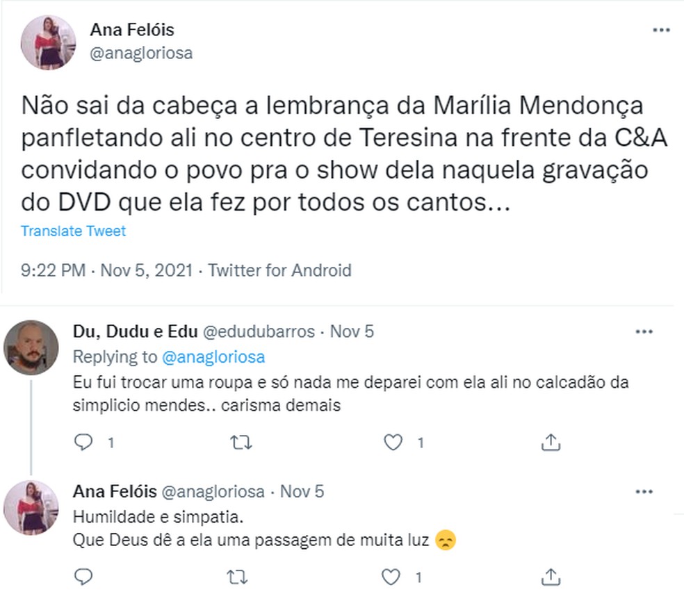 Fãs lembraram "panfletagem" e show de Marília Mendonça em Teresina — Foto: Reprodução