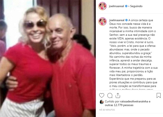 Joelma lamenta a morte do pai (Foto: Reprodução/Instagram)