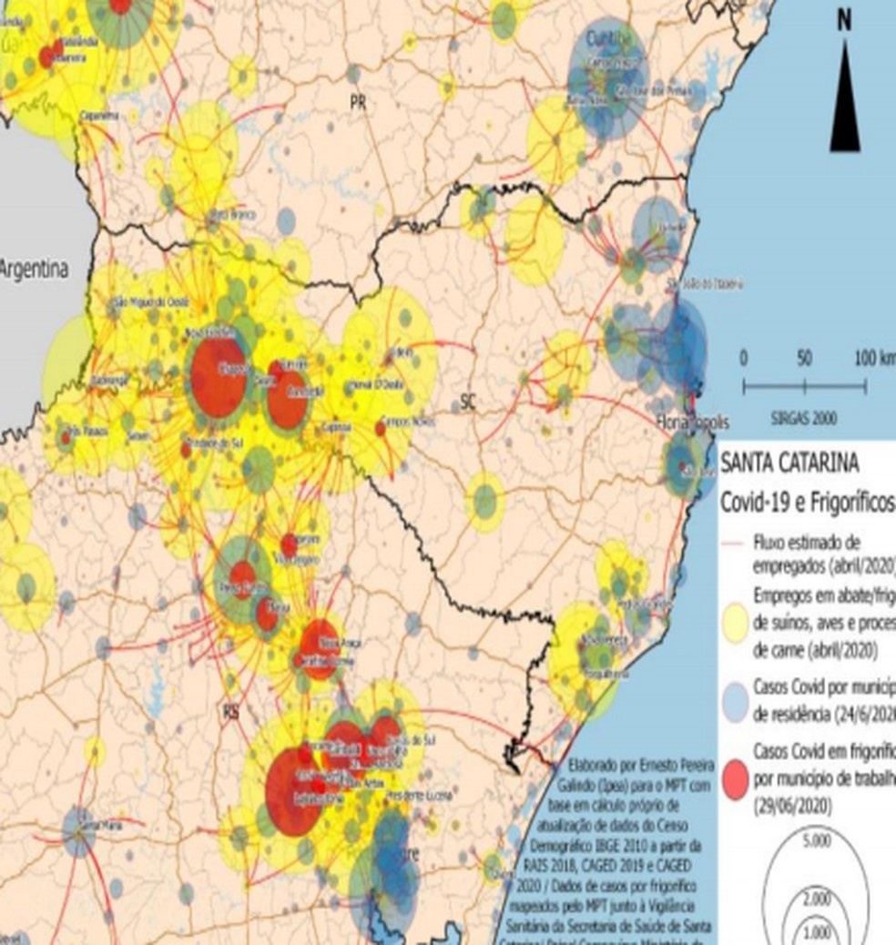 Ofício do MPT aponta para prevalência de Covid-19 em municípios com unidades frigoríficas no Sul do país — Foto: MPT/Reprodução