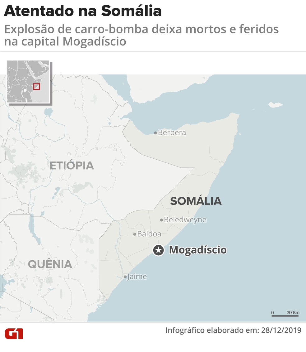 Local do atentado na Somália — Foto: Juliane Souza/G1