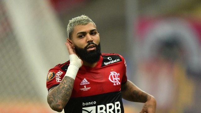 Gabigol, do Flamengo, comemora gol sobre o Fluminense