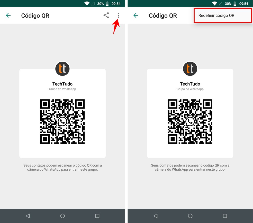 WhatsApp permite mudar QR Codes de grupos para inutilizar códigos enviados no passado — Foto: Reprodução/Rodrigo Fernandes