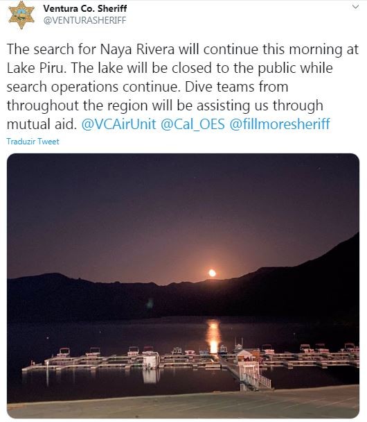 Naya Rivera está desaparecida desde a tarde desta quarta-feira (8) (Foto: Reprodução / Twitter)