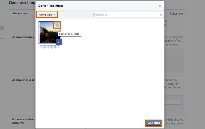 Se quiser é possível remover os contatos da lista de restritos no Facebook (Foto: Reprodução/Barbara Mannara)