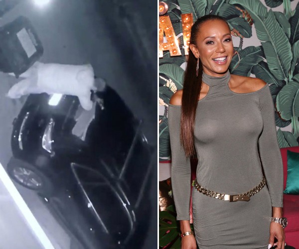 A ex-Spice Girls Mel B e o flagrante do roubo de seu carro (Foto: Instagram/Getty Images)