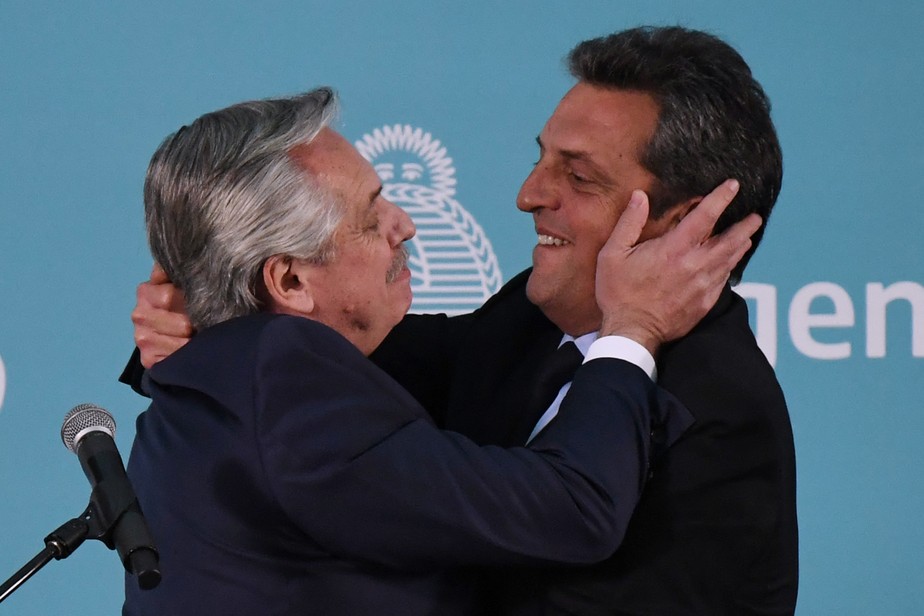 O presidente argentino, Alberto Fernández, e o novo ministro da Economia Sergio Massa