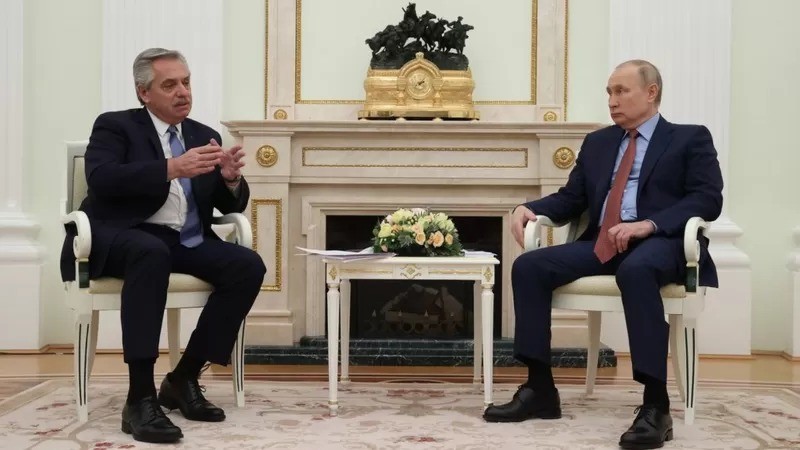 Putin também se reuniu com presidente Argentina, Alberto Fernández, neste mês (Foto: Divulgação via BBC News Brasil)