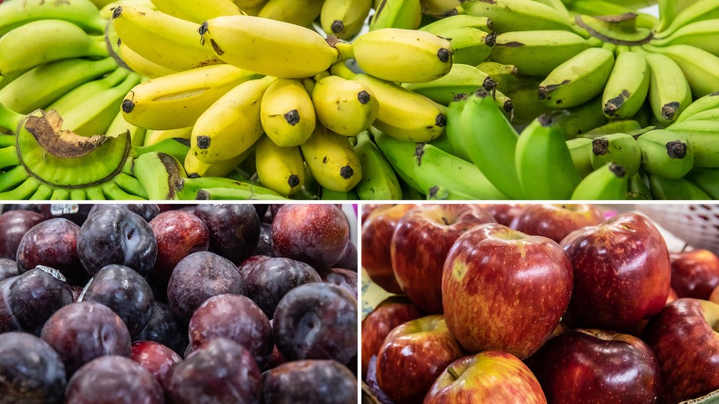 Banana, ameixa e maçã também são frutas que contêm triptofano.— Foto: Celso Tavares/g1