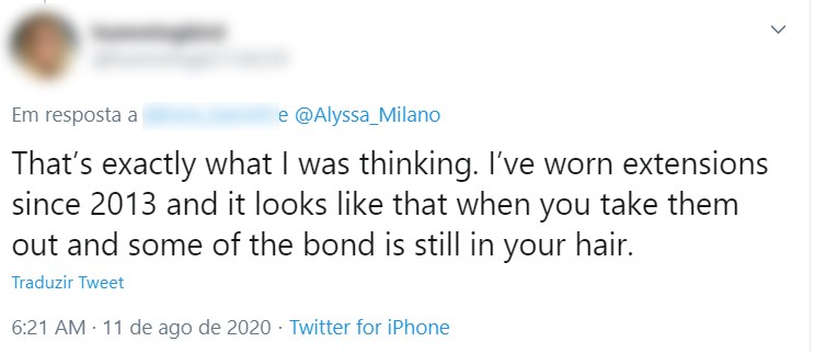Seguidora responde a vídeo de Alyssa Milano mostrando queda de cabelo após ter Covid-19: 
