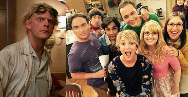O ator Christopher Lloyd e o elenco de 'The Big Bang Theory' (Foto: Reprodução/Instagram)