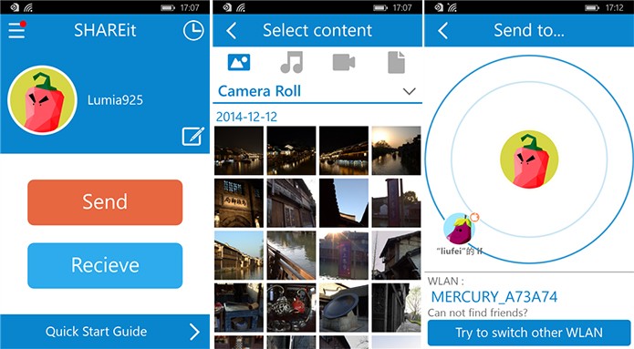 Shareit compartlha arquivos entre Windows Phone, iOS e Android sem uso de Internet (Foto: Divulga??o/Windows Phone Store)