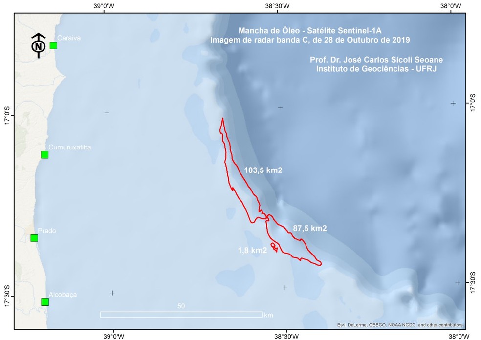 Duas Pesquisas Apontam Mancha Em Imagem De Satelite Marinha Ibama E Petrobras Negam Relacao Com Oleo Do Nordeste Desastre Ambiental Petroleo Nas Praias Do Nordeste G1