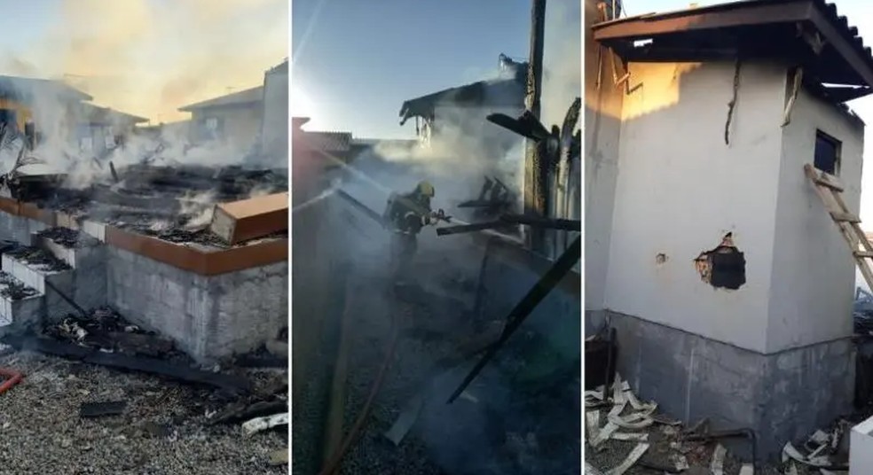 Criança morreu após casa pegar fogo— Foto: Corpo de Bombeiros/ Divulgação