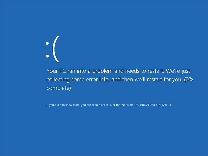 Tela Azul da Morte no Windows 8 (Foto: Reprodução)
