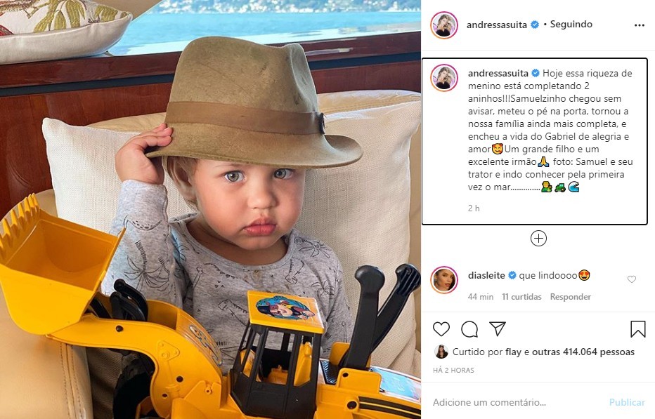 Andressa Suita escreveu texto para Samuel, que completa 2 anos nesta sexta (24) (Foto: Reprodução/Instagram)