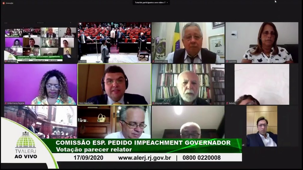 Comissão da Alerj analisa parecer sobre impeachment de Witzel — Foto: Reprodução
