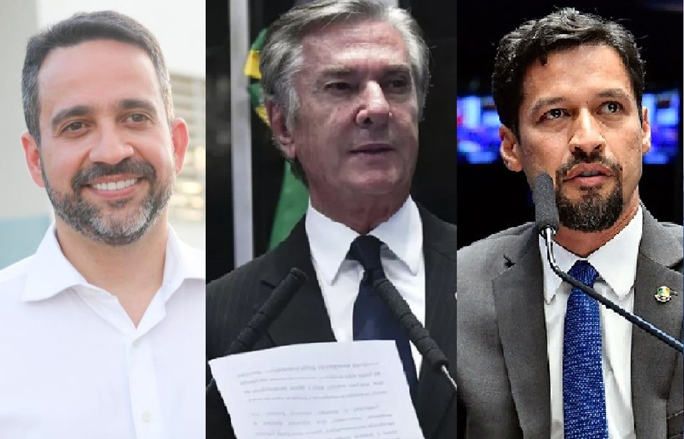 Montagem com candidatos a governador de Alagoas Paulo Dantas, Fernando Collor e Rodrigo Cunha — Foto: Reprodução
