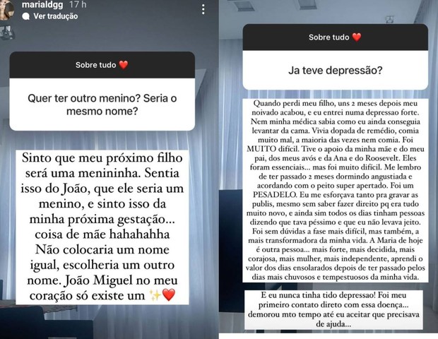 Maria Lina fala da depressão após a perda do filho e o fim do noivado com Whindersson Nunes (Foto: Reprodução/Instagram)